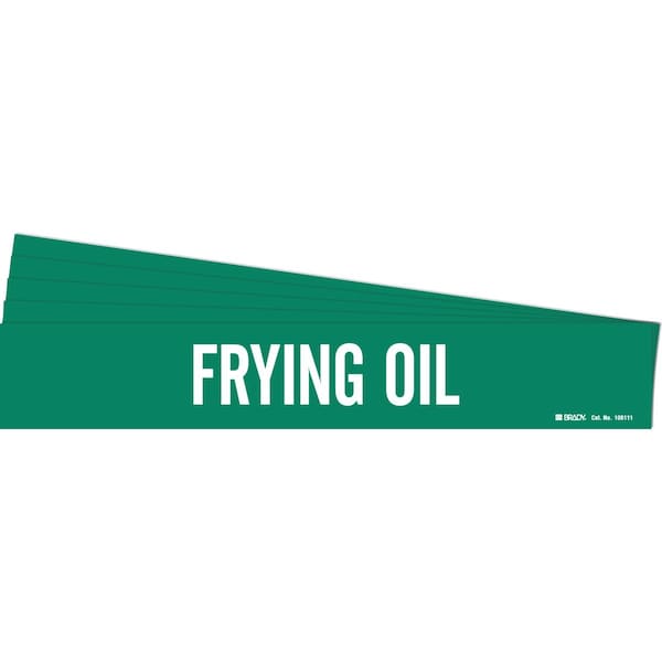 Brady FRYING OIL Pipe Marker Style 1HV White on Green 1 per Card, 5 PK 106111-PK - main
